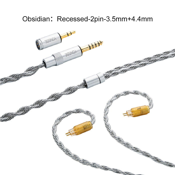 Yongse Obsidian Silver-plated Single Crystal Copper Earphones Upgrade Cable Switchable Plug: 3.5mm +4.4mm