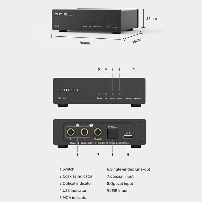SMSL SU-1 MQA MQA-CD Audio Decoder AK4493S Hi-Res DAC