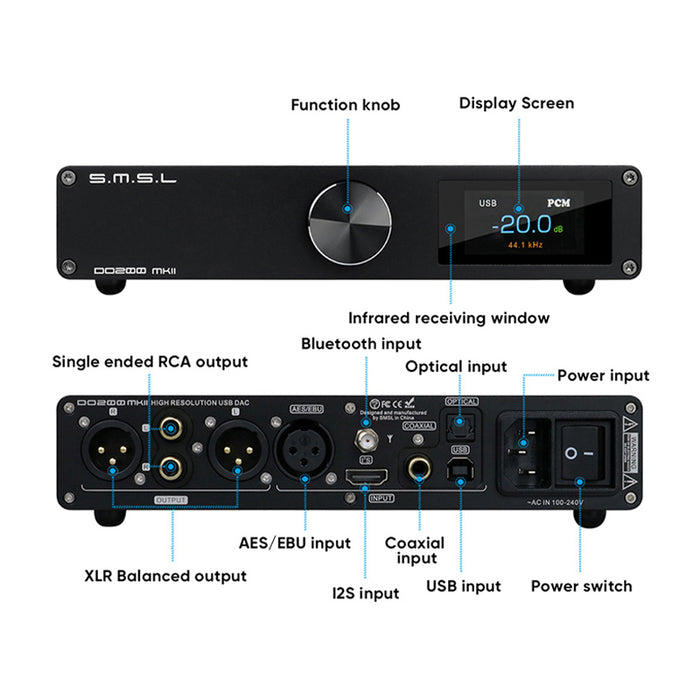 SMSL DO200 MKII ES9068AS*2 MQA Decoder BT5.0