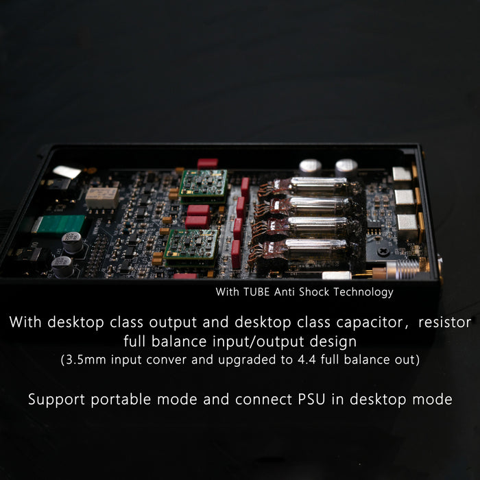 KAEI DESIGN TAP1-PRO Portable Desktop Hybrid Tube Amp | Dual ES9039Q2M DAC & Quad 627AP Op-Amps