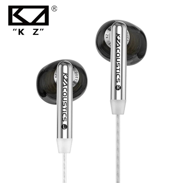 KZ Duet Quad Core Dual Dynamic Drivers Earphones In Ear Wired Earbuds Music gaming headset HiFi Sound 2DD IEM
