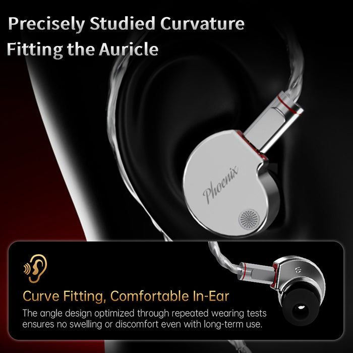 CCA-Phoenix Game E-sports Headphones In-ear wired earplugs HiFi monitoring subwoofer metal round hole and Type-C microphone 0.78