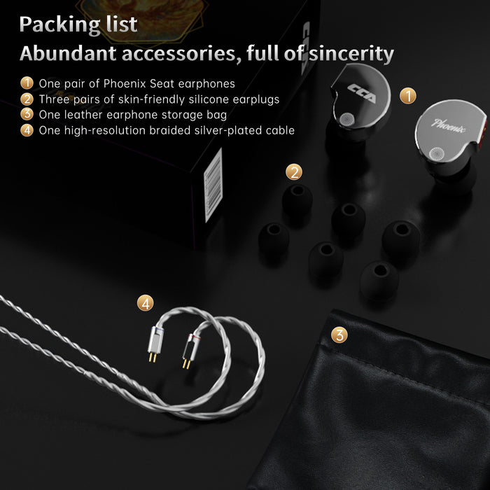 CCA-Phoenix Game E-sports Headphones In-ear wired earplugs HiFi monitoring subwoofer metal round hole and Type-C microphone 0.78