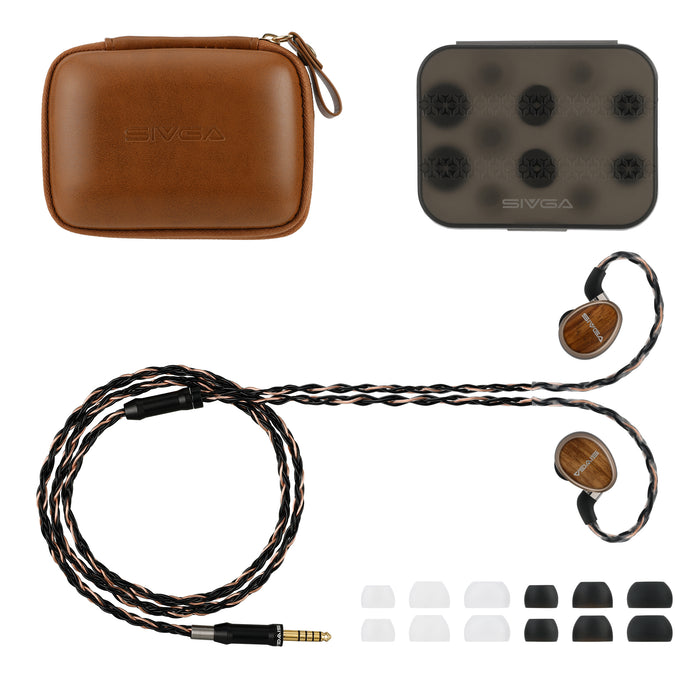 SIVGA Nightingale PRO Earphones Wired Zebra Wood Cover 0.78mm 2pin 4.4 in Ear Flat Speaker HIFI Gaming Earphones Music Accessory