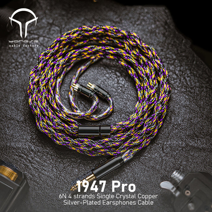 Yongse 1947Pro 6N 4 strands Single Crystal Copper Silver Plated Earsphones Cable