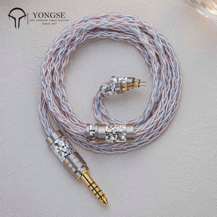 YONGSE Spark 8core 6N Litz Structure Hybrid Braid Furukawa Oxygen-Free Copper + Silver-plated Copper Earphone Upgrade Cable