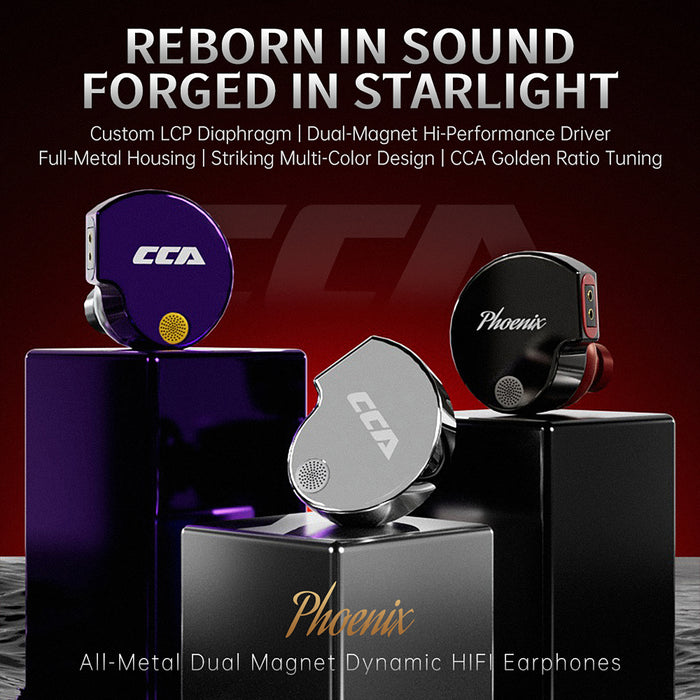 CCA-Phoenix Game E-sports Headphones In-ear wired earplugs HiFi monitoring subwoofer metal round hole and Type-C microphone 0.78