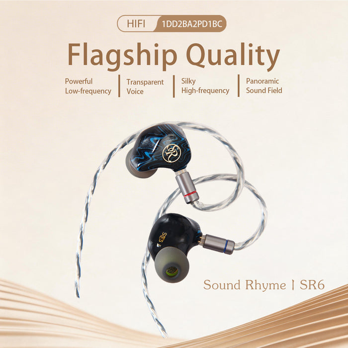 Sound Rhyme SR6 1DD + 2BA + 2PD+ 1BC Multi-Driver In-Ear Monitor Wired Earphones