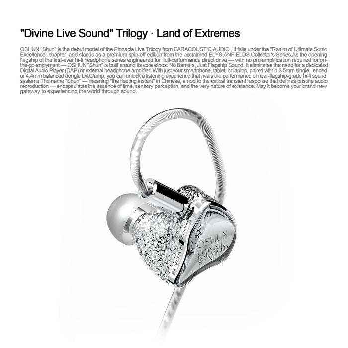 EarAcoustic Audio OSHUN LTD 8.3mm Dynamic Driver HiFi Wired Hybrid In-Ear Earphones Aluminium Alloy Shell with Detachable Cable