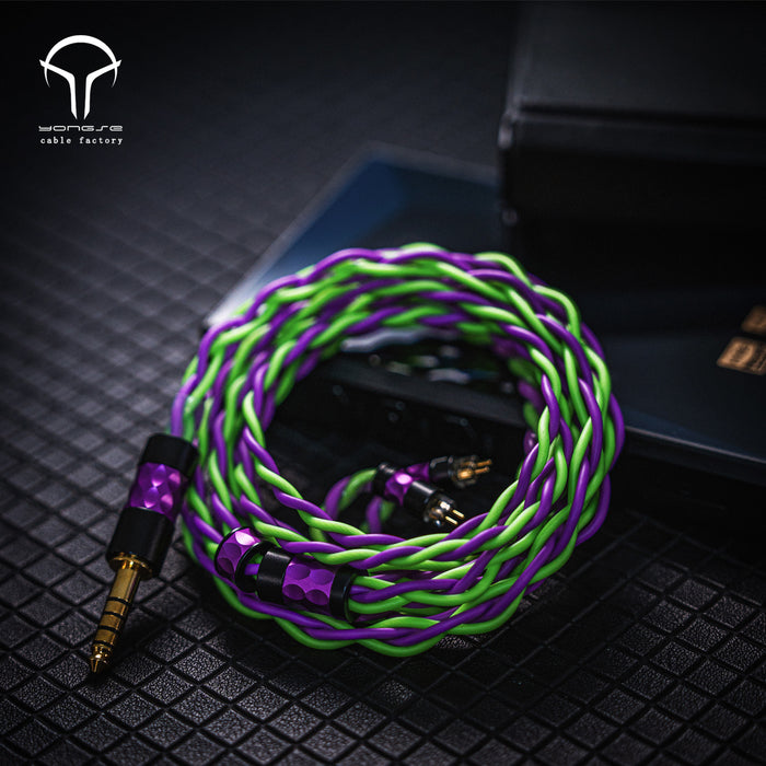 YONGSE Genesis High Quality 19AWG 4 strands 6N Silver Plated Single Crystal Copper Earphone cable