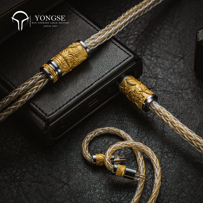 YONGSE Koi Fish High Quality Earphone cable Pure Silver Gold-plated with Pure Silver
