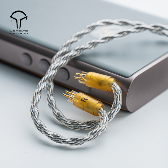 Yongse Obsidian Silver-plated Single Crystal Copper Earphones Upgrade Cable Switchable Plug: 3.5mm +4.4mm