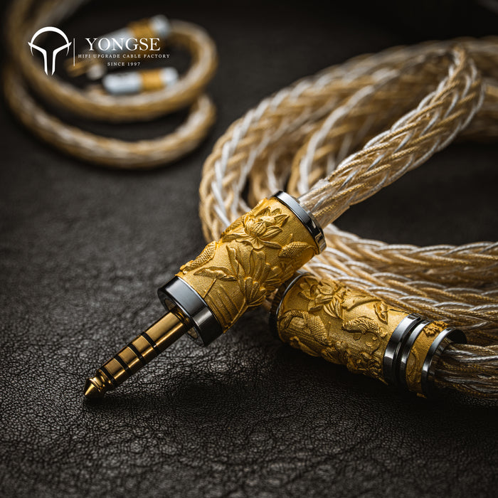 YONGSE Koi Fish High Quality Earphone cable Pure Silver Gold-plated with Pure Silver