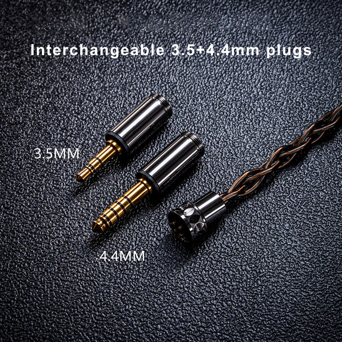 YONGSE BlackKnight 4core Pure Silver + OCC + Silver-plated Cingle Crystal Copper Interchangeable 3.5+4.4mm Plug