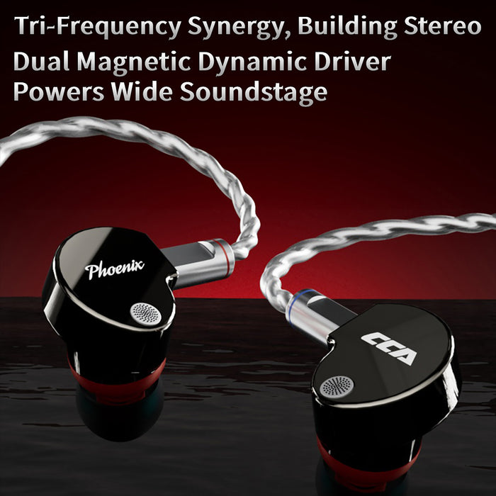 CCA-Phoenix Game E-sports Headphones In-ear wired earplugs HiFi monitoring subwoofer metal round hole and Type-C microphone 0.78