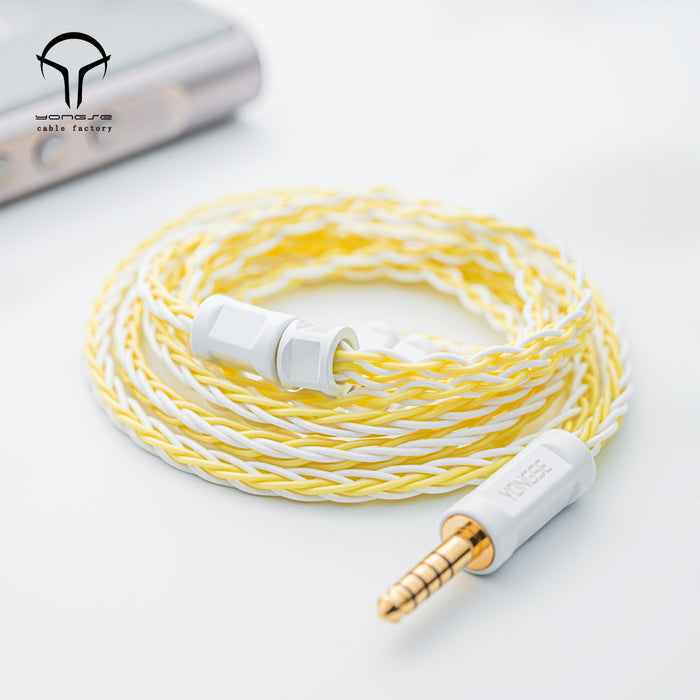YONGSE Daisy 6N High Quality 8 Strands Silver Plated Single Crystal Copper Earphone cable