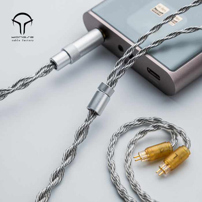 Yongse Obsidian Silver-plated Single Crystal Copper Earphones Upgrade Cable Switchable Plug: 3.5mm +4.4mm