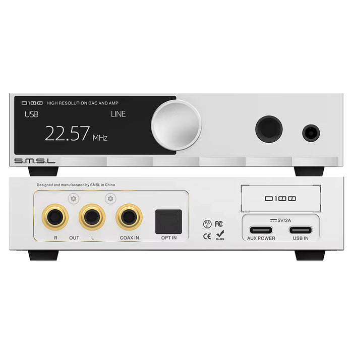 SMSL D100 Desktop DAC & Headphone Amplifier | ESS ES9081 | Balanced 4.4mm | Up to 400mW | Full MQA