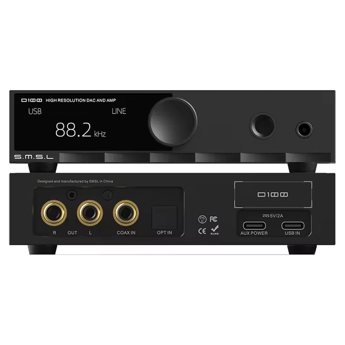 SMSL D100 Desktop DAC & Headphone Amplifier | ESS ES9081 | Balanced 4.4mm | Up to 400mW | Full MQA