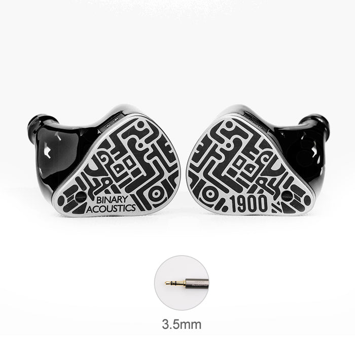 Binary 1900 Hybrid IEMs 10mm DD+6mm Passive Diaphragm+4BA CNC 3-Way Crossover 6N Silver Cable 3.5/4.4mm HiFi In-Ear Earphone