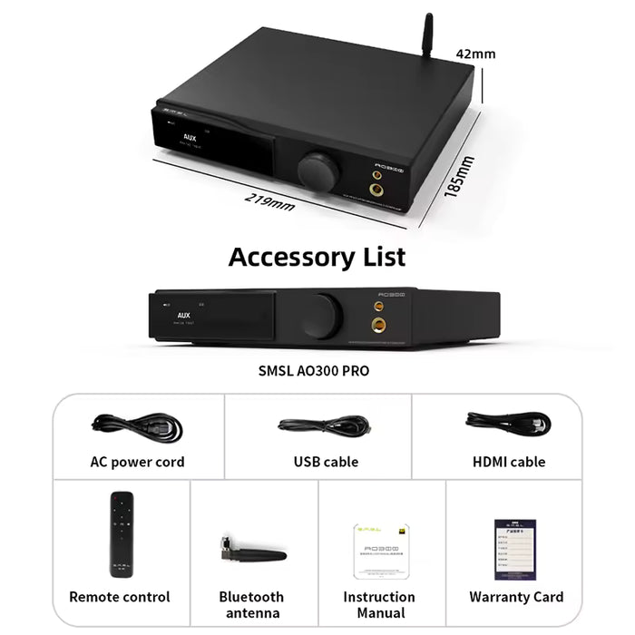 SMSL AO300 Pro Hi-Res Audio DAC & Headphone Amp | Class D Power Amplifier with Cirrus Logic Chip