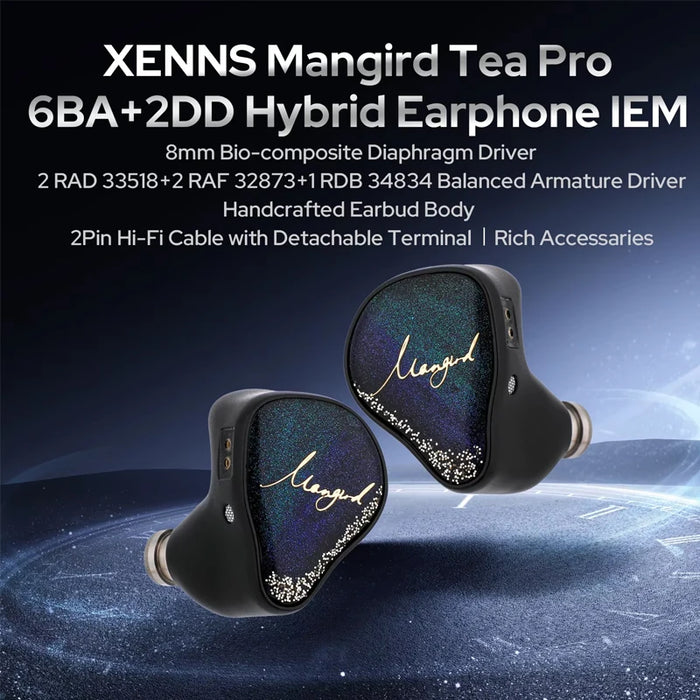 Xenns Mangird Tea Pro Earphones 6BA + 2DD Hybrid Drive HiFi IEM In Ear Headphones