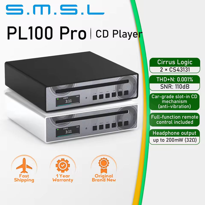 SMSL PL100 Pro MQA-CD Player | Dual CS43131 Audio DAC & Headphone Amplifier