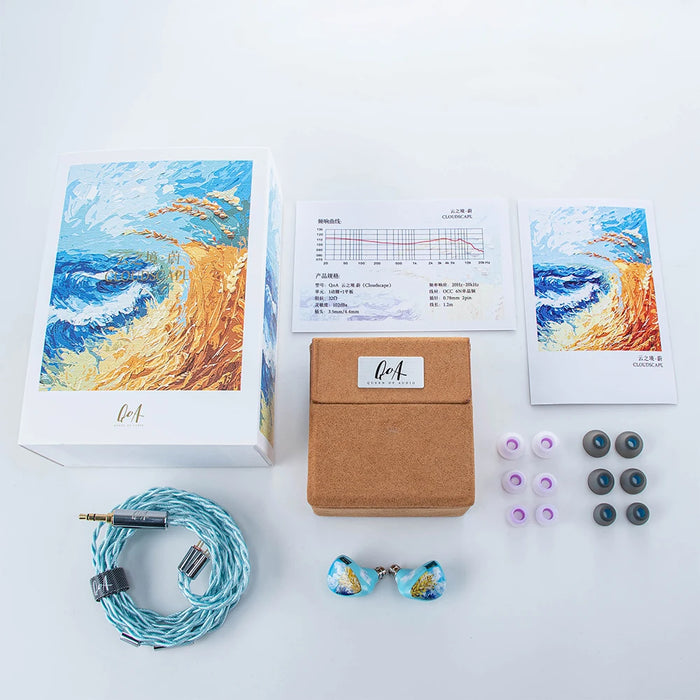 QoA Cloud Scape Headphone 1 Dynamic + 1 Planar In Ear Earphone With 3.5mm 4.4mm Plug Earbuds HiFi Wired Headset Cable IEMs