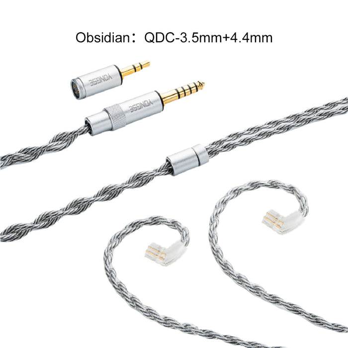 Yongse Obsidian Silver-plated Single Crystal Copper Earphones Upgrade Cable Switchable Plug: 3.5mm +4.4mm