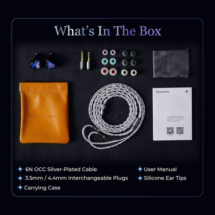 Juzear X KOTO POISE Nebula 1DD+3BA+1 Planar Hybrid In-Ear Monitor Earphones 4-Way Crossover 4 Acoustic Tubes HiFi IEMs