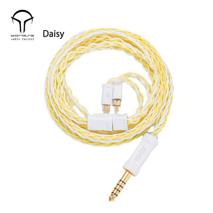 YONGSE Daisy 6N High Quality 8 Strands Silver Plated Single Crystal Copper Earphone cable