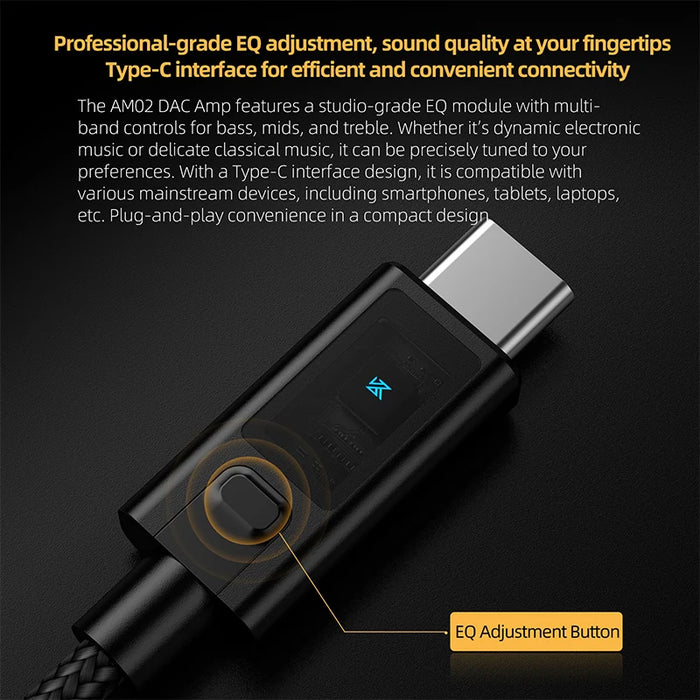KZ AM02 Portable DAC Decoding Amplifier USB C to 3.5mm Audio Adapter with Professional 4-Stage EQ Tuning