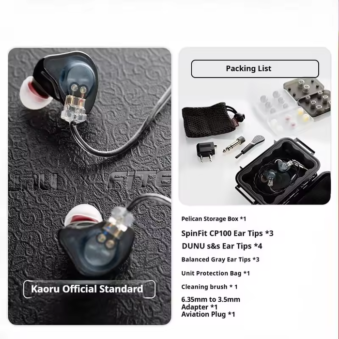 DUNU x FitEar Co-Branded Headphones - Kaoru In-Ear Wired Headphones, Hi-Fi High Sound Quality